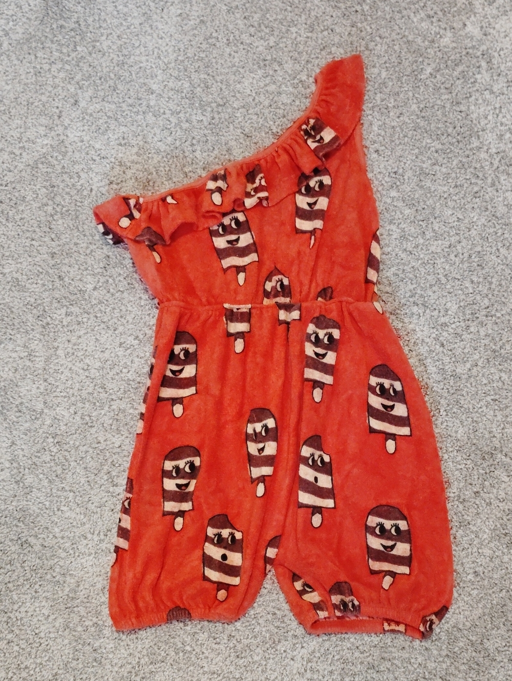 Girls One-Shoulder Orange Popsicle Romper - Kids Jumpsuit